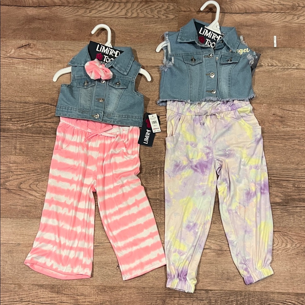 LIMITED TOO | 2-3pc set/outfit: denim vest & jumpsuit/romper/1pc Unicorn/angel
